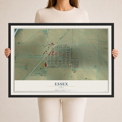 Map of Essex, Iowa, 24 x 36 inch print in a black wood frame
