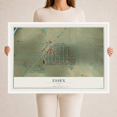Map of Essex, Iowa, 24 x 36 inch print in a white wood frame