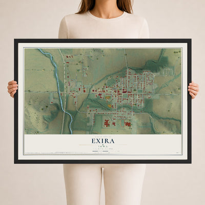 Map of Exira, Iowa, 24 x 36 inch print in a black wood frame