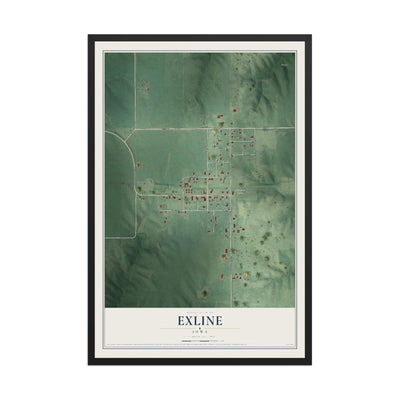 Map of Exline, Iowa, 12 x 18 inch print in a black wood frame