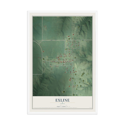 Map of Exline, Iowa, 12 x 18 inch print in a white wood frame