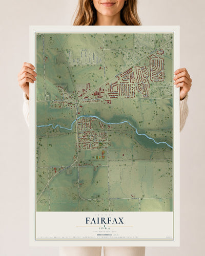 Map of Fairfax, Iowa, 24 x 36 inch unframed archival matte print