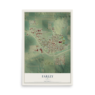 Map of Farley, Iowa, 12 x 18 inch unframed archival matte print