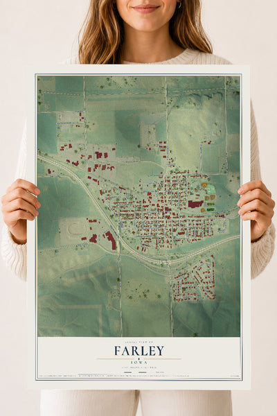 Map of Farley, Iowa, 18 x 24 inch unframed archival matte print