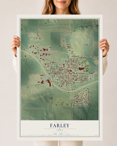 Map of Farley, Iowa, 24 x 36 inch unframed archival matte print