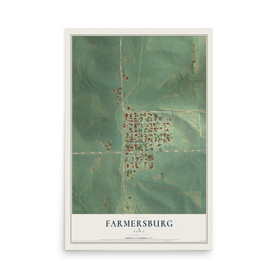 Map of Farmersburg, Iowa, 12 x 18 inch unframed archival matte print