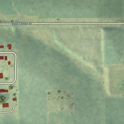 Second close-up of the map of Farmersburg, Iowa print showing more streets and buildings