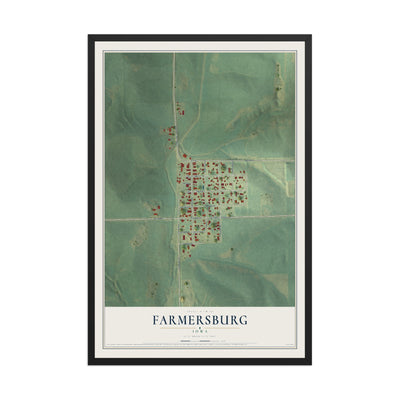 Map of Farmersburg, Iowa, 12 x 18 inch print in a black wood frame