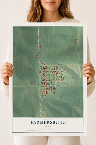Map of Farmersburg, Iowa, 18 x 24 inch unframed archival matte print