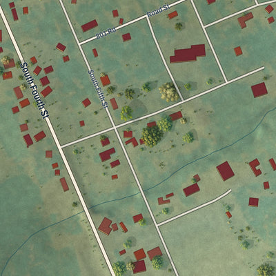 Second close-up of the map of Farmington, Iowa print showing more streets and buildings