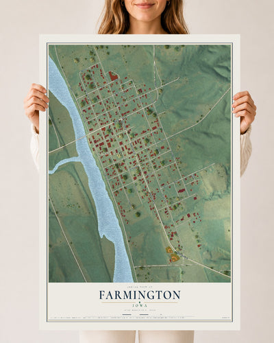 Map of Farmington, Iowa, 24 x 36 inch unframed archival matte print