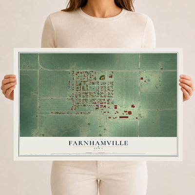 Map of Farnhamville, Iowa, 12 x 18 inch unframed archival matte print