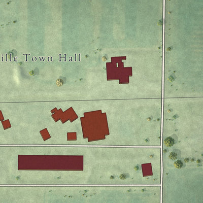 Second close-up of the map of Farnhamville, Iowa print showing more streets and buildings