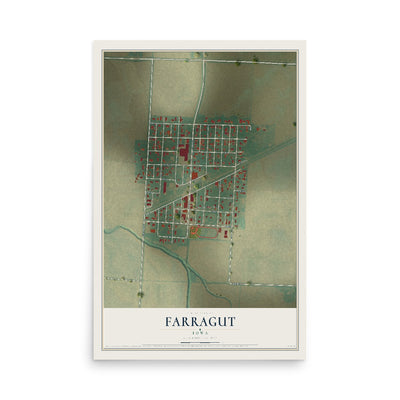 Map of Farragut, Iowa, 12 x 18 inch unframed archival matte print