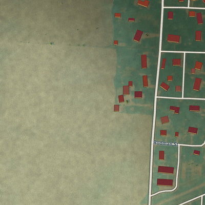 Second close-up of the map of Farragut, Iowa print showing more streets and buildings