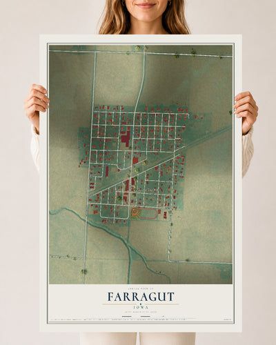 Map of Farragut, Iowa, 24 x 36 inch unframed archival matte print