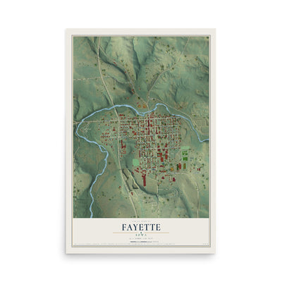 Map of Fayette, Iowa, 12 x 18 inch unframed archival matte print