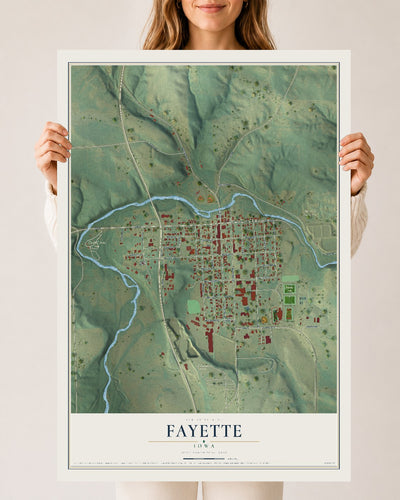 Map of Fayette, Iowa, 24 x 36 inch unframed archival matte print