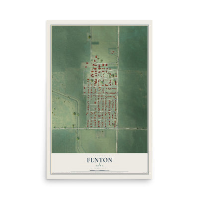 Map of Fenton, Iowa, 12 x 18 inch unframed archival matte print