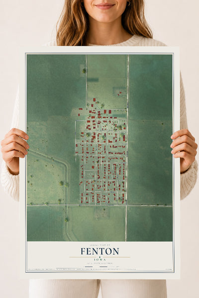 Map of Fenton, Iowa, 18 x 24 inch unframed archival matte print