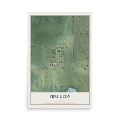 Map of Ferguson, Iowa, 12 x 18 inch unframed archival matte print