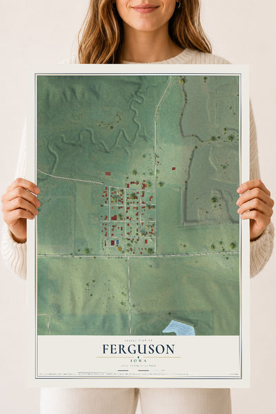 Map of Ferguson, Iowa, 18 x 24 inch unframed archival matte print