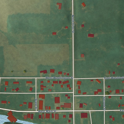 Second close-up of the map of Fertile, Iowa print showing more streets and buildings