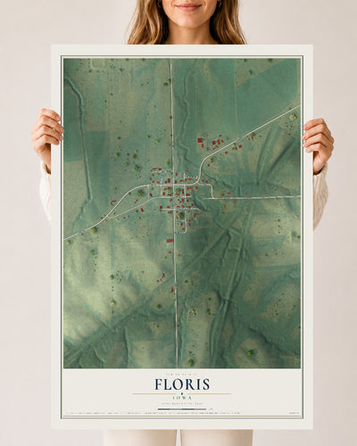 Map of Floris, Iowa, 24 x 36 inch unframed archival matte print