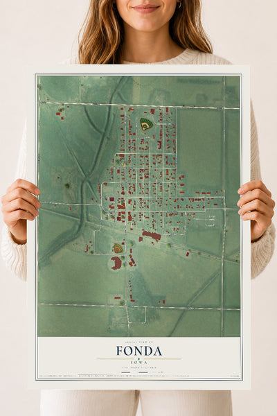 Map of Fonda, Iowa, 18 x 24 inch unframed archival matte print