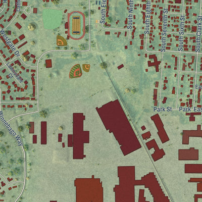 Second close-up of the map of Forest City, Iowa print showing more streets and buildings