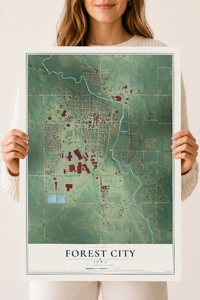Map of Forest City, Iowa, 18 x 24 inch unframed archival matte print