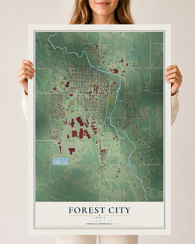 Map of Forest City, Iowa, 24 x 36 inch unframed archival matte print