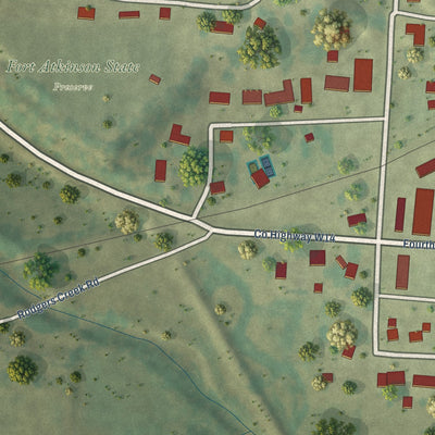 Second close-up of the map of Fort Atkinson, Iowa print showing more streets and buildings