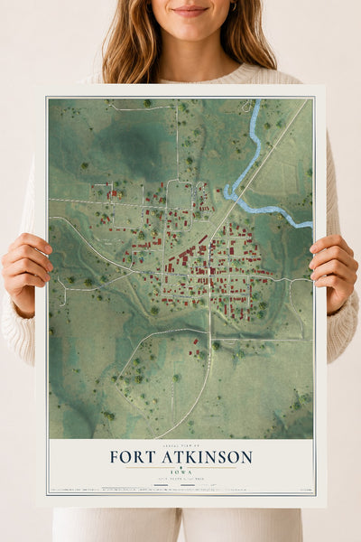 Map of Fort Atkinson, Iowa, 18 x 24 inch unframed archival matte print