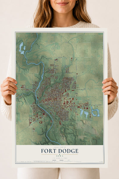 Map of Fort Dodge, Iowa, 18 x 24 inch unframed archival matte print