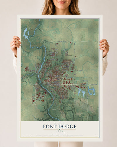 Map of Fort Dodge, Iowa, 24 x 36 inch unframed archival matte print