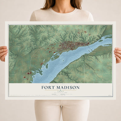 Map of Fort Madison, Iowa, 18 x 24 inch unframed archival matte print