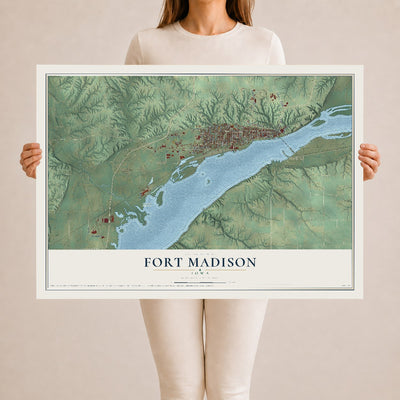 Map of Fort Madison, Iowa, 24 x 36 inch unframed archival matte print