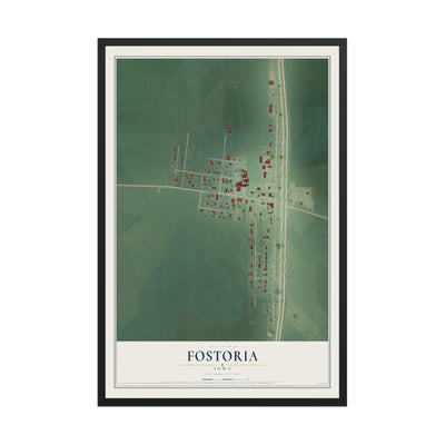 Map of Fostoria, Iowa, 12 x 18 inch print in a black wood frame