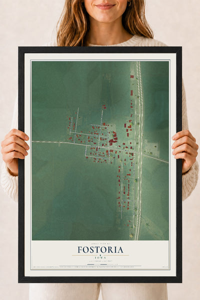 Map of Fostoria, Iowa, 18 x 24 inch print in a black wood frame