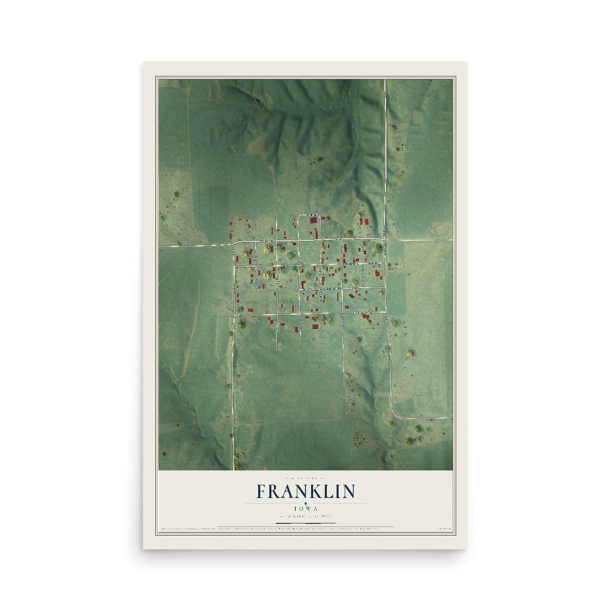 Map of Franklin, Iowa, 12 x 18 inch unframed archival matte print