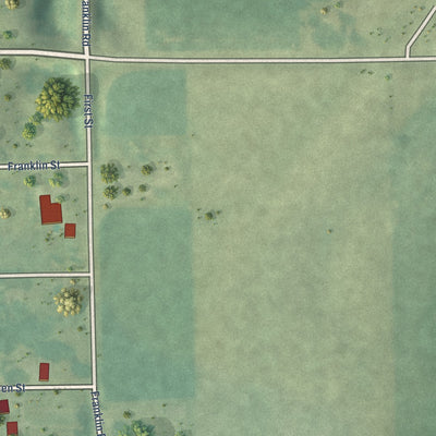 Second close-up of the map of Franklin, Iowa print showing more streets and buildings