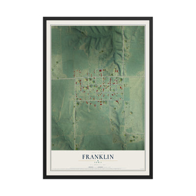 Map of Franklin, Iowa, 12 x 18 inch print in a black wood frame