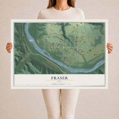 Map of Fraser, Iowa, 24 x 36 inch unframed archival matte print