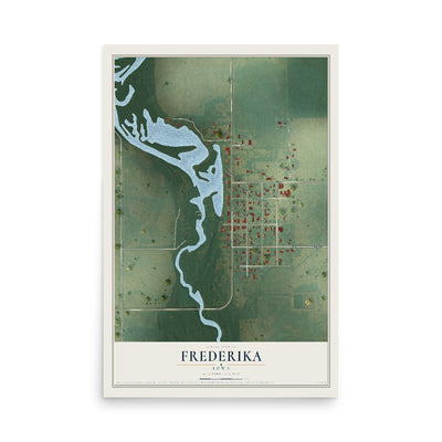 Map of Frederika, Iowa, 12 x 18 inch unframed archival matte print