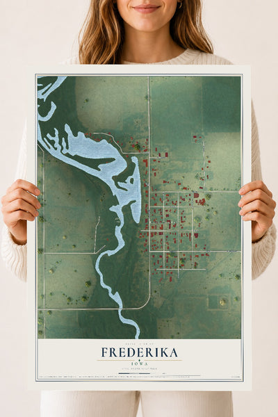 Map of Frederika, Iowa, 18 x 24 inch unframed archival matte print