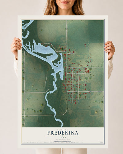 Map of Frederika, Iowa, 24 x 36 inch unframed archival matte print