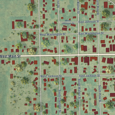 Close-up of the map of Fremont, Iowa print showing street and building detail