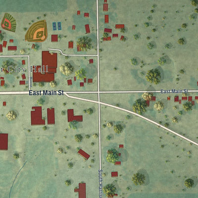 Second close-up of the map of Fremont, Iowa print showing more streets and buildings