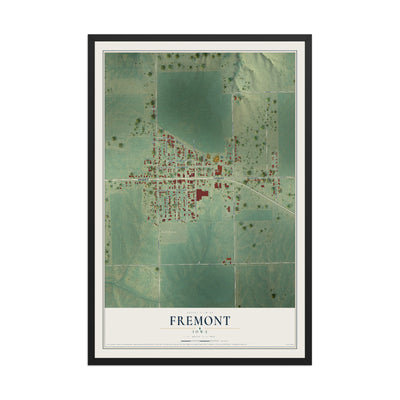 Map of Fremont, Iowa, 12 x 18 inch print in a black wood frame